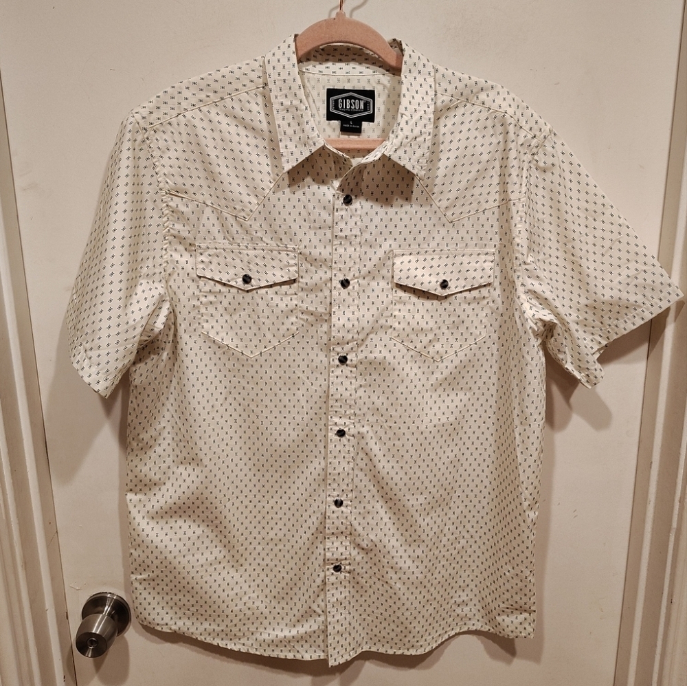 Gibson Trading Company Men's Holden Geo Print Short Sleeve Snap Western Shirt L